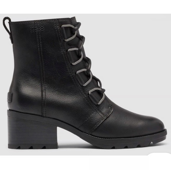 Sorel Women's Cate Black Leather Lace-up Booties - Picture 3 of 7